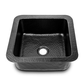 Monarch Abode 12-inch Hand Hammered Matte Black Aluminum Glasgow Dual Mount Drop in Bar Prep Sink, Drop in or Undermount Kitchen Sink, Single Rectangular Bowl