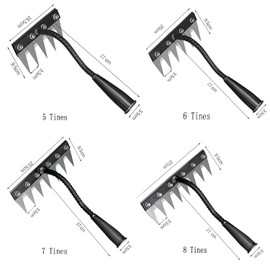 Gardening Hand Weeder Tool,Manual Weeder Tool with Detachable Blades, 4 Sizes High Carbon Steel Dual-Edge Design for Farm Garden Lawn Weed Removal, Soil Cultivation & Root Extraction (7 Tines)