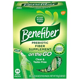 Benefiber Daily Prebiotic Dietary Fiber Supplement Powder Stick Packs for Digestive Health, 100% Natural, On The Go, Clear and Taste-Free, 28 sticks, 3.92 ounces each