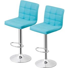 ZenStyle Counter Height Bar Stools Set of 2 Adjustable Swivel Bar Stool PU Leather Bar Chairs for Kitchen Stool Hydraulic Dining Room Chairs (Blue)