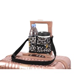 Luggage Travel Cup Holder Drink Caddy Bag Free Your Hand Hold Two Coffee Mugs Fits Roll on All Suitcase Handles with Backpack Portable Universal Traveler Accessory