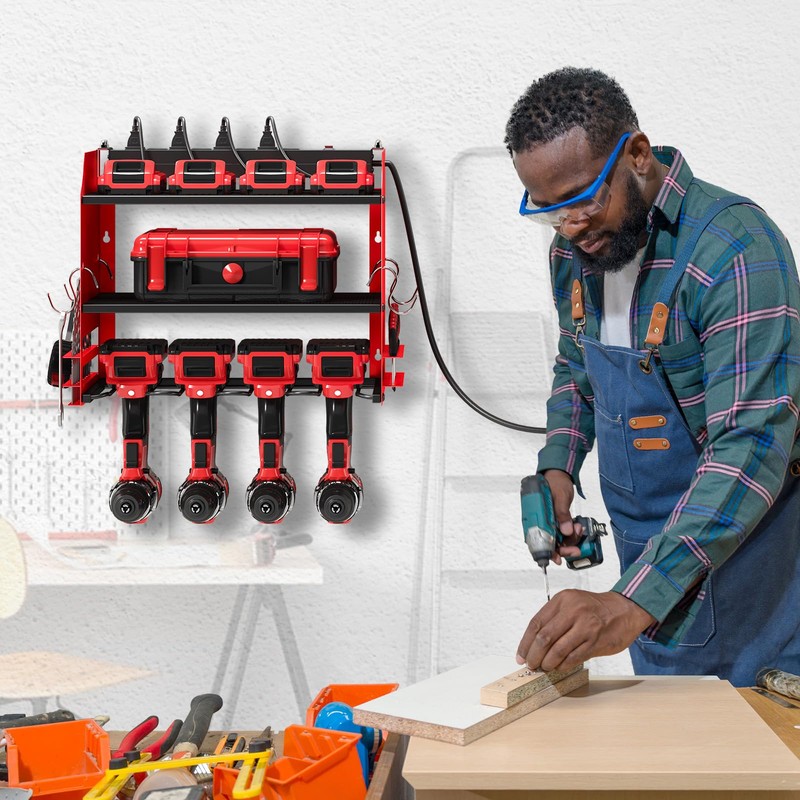 TLGREEN Power Tool Organizer Wall Mount with Charging Station, 4