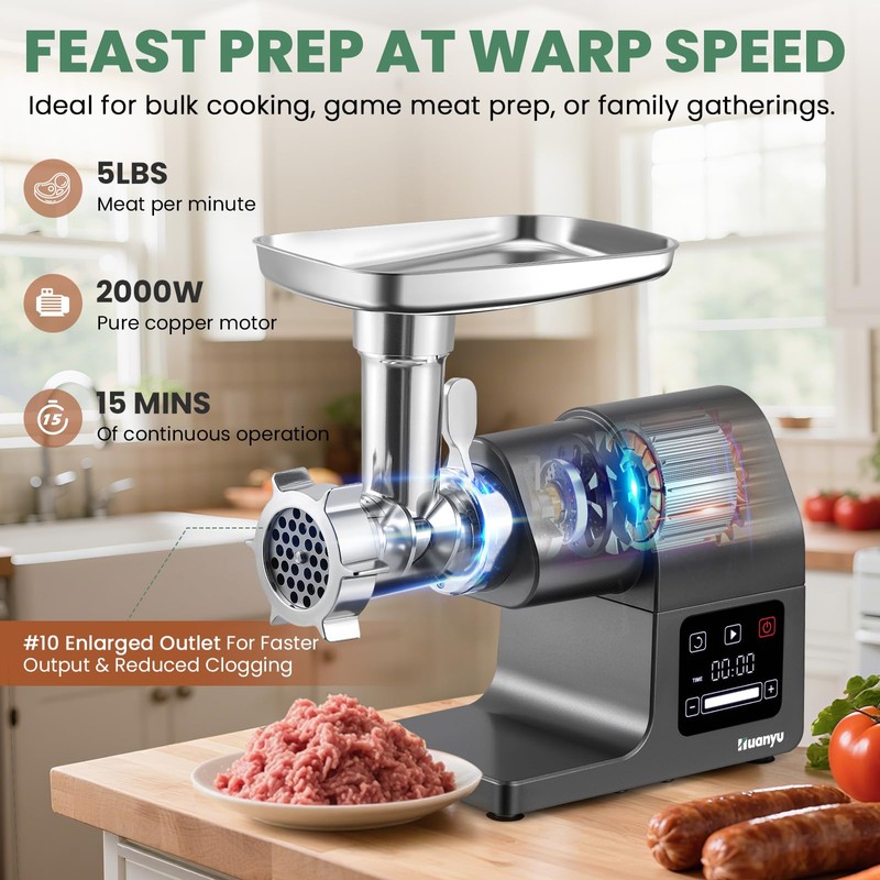 Huanyu Electric Meat Grinder 2000W Max Power Heavy Duty with