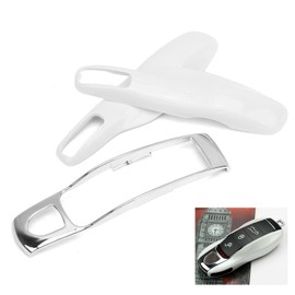 Protect Your Car Remote Key Fob with This Trim Protective Cover Fits 911/PanameraMacanBoxster Models (Pearl white + silver shell)