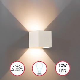 Quickway Imports Modern Wall Sconce LED Waterproof Wall Lamp Aluminum with Adjustable Beam 10-Watt 4000K Cool White Indoor Outdoor for Bathroom Bedroom Corridor Living Room Stairs and Garden, White