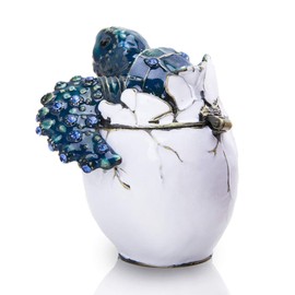 Pipping Baby Sea Turtle Crystal Glass Trinket Box Vintage Style Hinged Jewelry Treasure Keepsake Box