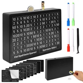 INYEEXUP Money Box with Counter, Money Box with Numbers Checks, Wooden Piggy Bank with Counter, Reusable Goalsaver Box, No Assembly, Economy Box 10,000 Euros, €500 €1000 €2000 €3000 €5000 (Pack of 8)