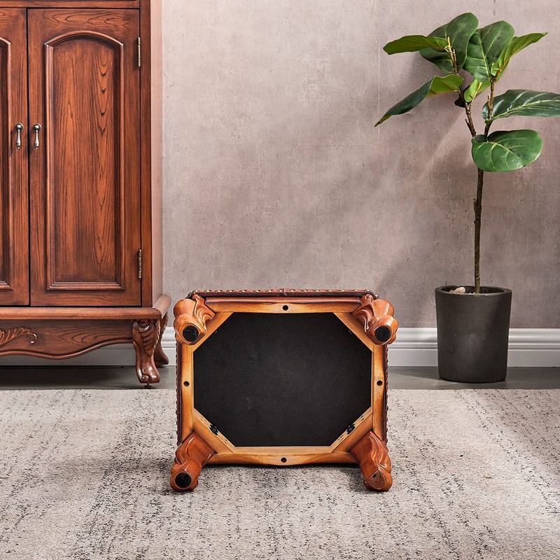 KIVSON Foot Stool Ottoman Foot Rest Microfiber Leather Upholstered Footstool