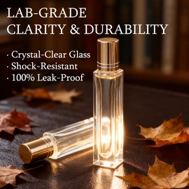 4 Pack 10ml Glass Roller Bottles for Essential Oils, Refillable Leak-Proof Rollerball Bottles with Stainless Steel Balls & Golden Caps - for DIY Aromatherapy, Travel Perfume, Relief Blends & Skincare