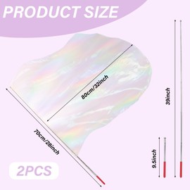 Ngdhkd 2Pcs Praise Dance Worship Flags Shiny Worship Flag with Scalable Rods for Stage Performance Outdoor Practice Transparent White