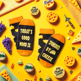 HAPPYPOP Cheese Socks Men Women Grilled Cheese Socks, Funny Cheese Gifts Cheese Lovers Gifts