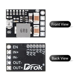 DROK DC 5V Power Converter, 5pcs Mini Voltage Buck Regulator DC 4.5-20V 12V 9V Step Down to 5V Reducer Transformer Board 3A 10W Adjustable Fixed Volt Output Step-Down Power Supply Stabilize