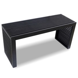Yikaroeli 35'' inch Bamboo Black Bench for Entryway Dining Bench Home Decor Indoor Outdoor Kitchen Table Desk for Dining Room Living Room Bedroom End of Bed