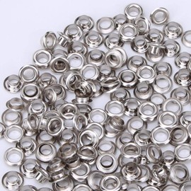 Grommets Eyelets, 100 Set Double Side 4mm Eyelet Brass Eyelet Grommet Kit Metal Antique Style Eyelet Clothing Bag Accessory with 100Pcs Gasket(Silver) Fasteners