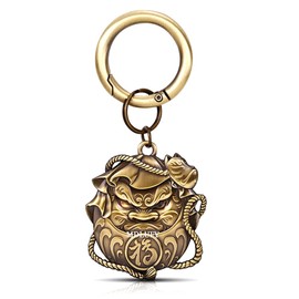 MDLUFY Keychain, Bronze, Daruma 3D Metal, Motorcycle, Key Ring, Car Key Decoration, Pendant, Metal Fittings, Men's, Durable, Lightweight, brown (bronze)