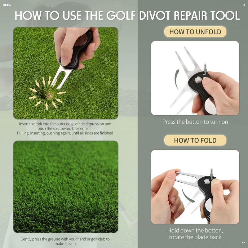 6 Packs Golf Repair Tool Stainless Steel Foldable Golf Divot