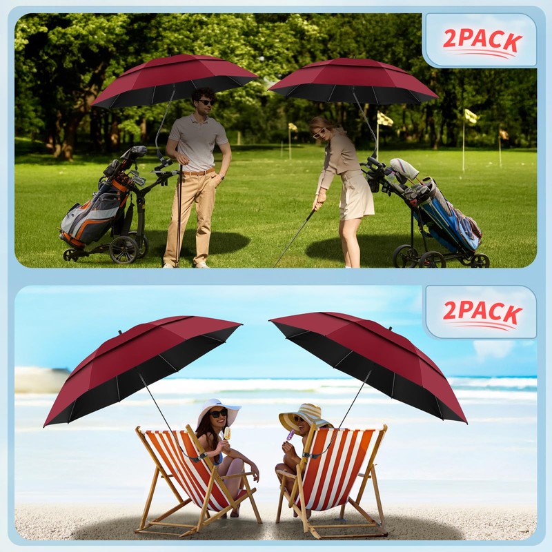 NBtoUS 2 Pack 48.6" Double Canopy Umbrella with Clamp, UPF50+