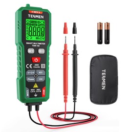 TESMEN TSM-192 Handheld Digital Multimeter, Voltage Tester with Leads, Voltmeter Measures Phase, NCV, AC/DC Voltage, Resistance, Continuity & Live Wire for Automotive Testing, Household-Green