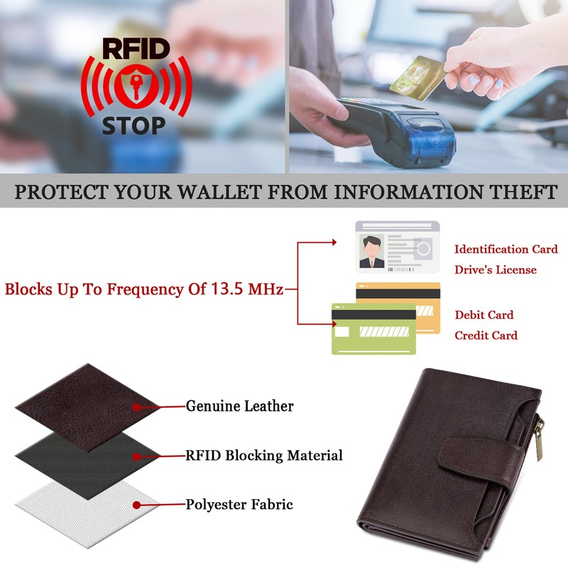 Airkit Small Wallet Women RFID Blocking Genuine Leather Bifold Compact