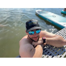 Funky Junque Snapback Hat for Men: Fish Flag Mesh - Black/Lt Grey