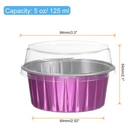 HARFINGTON 25Pcs Baking Cups with Lids 5oz Aluminum Foil Liners Mini Disposable Containers Cups Holders Cases Boxes Pans for Dessert Wedding Party, Rose Red