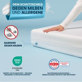 Glückstoff® Premium Mite Cover Mattress 90 x 200 x 28 cm [Certified in Germany] Allergy Sufferers Bed Linen Set Anti Mite - Allergy Sufferers Mattress Cover - Encasing Bed Linen Anti Mite - Dust Mite