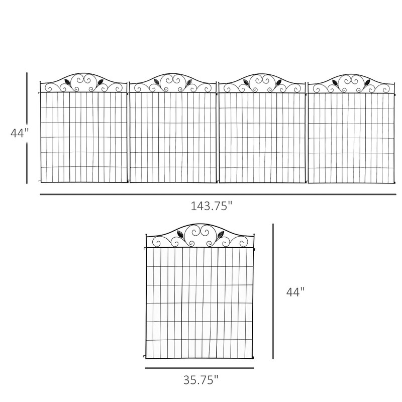 Outsunny Garden Fence Animal Barrier for Dogs, 4 Pack, 44