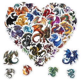 Pack 50 Pcs Magic Animal Dragon Stickers for Water Bottles Funny Laptop Luggage Computer Scrapbooking Kids Teens Girls Boys Adults Aesthetic Waterproof Sticker Small Vinyl Decals