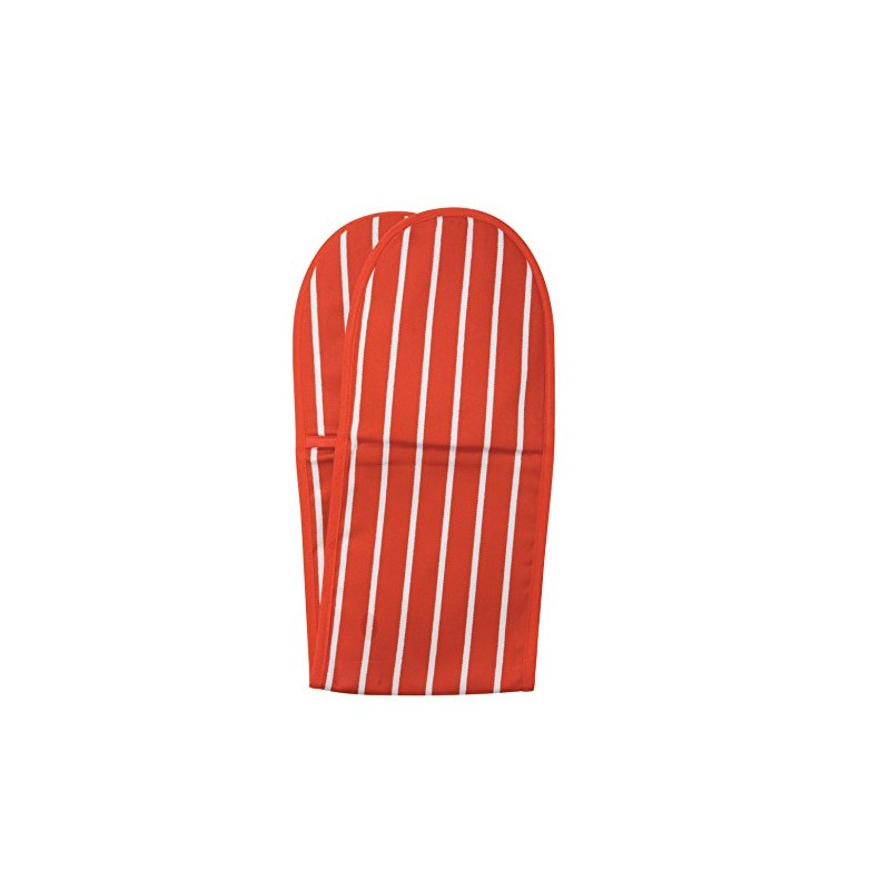 Classic Butcher's Stripe Double Oven Glove in Red