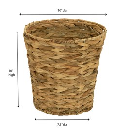 Household Essentials Wicker Waste Basket, Woven Leaf Basket with Wire Frame, Trash Bin or Storage Basket for Bedroom, Bathroom, Office and More
