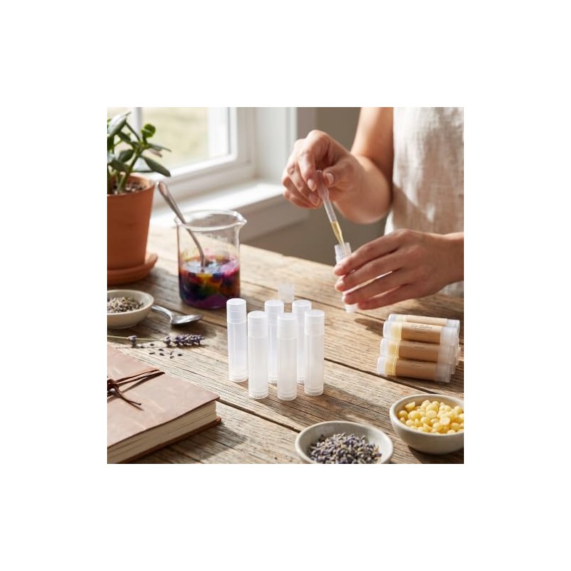 100pcs Transparente Bálsamo Labial Botella, 5ml Portátil Plástico Vacío Brillo