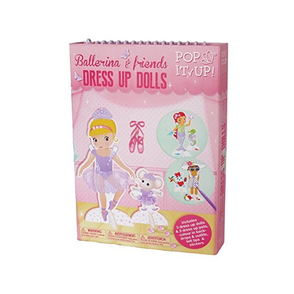 Pop It Up Traditional Retro Paper Dolls Book With Pets. Colour & Create Fashion Dresses For Paper Dolls, Mermaids and Ballerina's. Activity Craft Set for Girls. Great travel activity packs for kids.