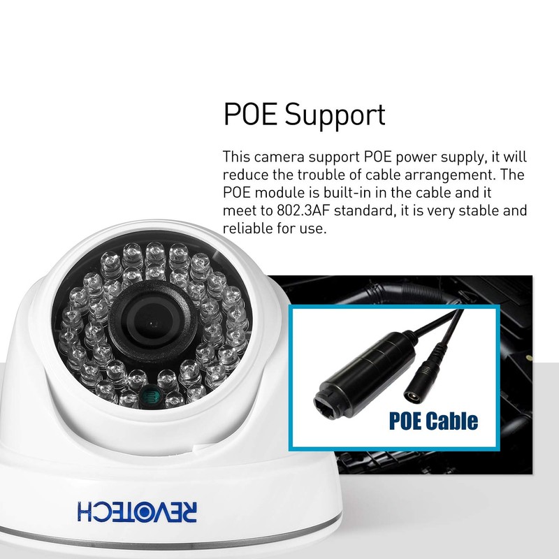 Revotech Dome Security POE IP Camera, HD 3MP Indoor CCTV
