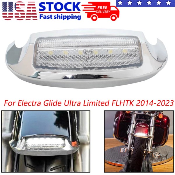 Sodamor Front LED Fender Tip Light Clear Lens For Harley
