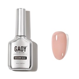 GAOY 16ml Rubber Base Gel, Jelly Builder Base Nail Gel Nude Sheer Pink, 3-in-1 Soak Off Nail Strengthener UV Light Cure, 01 Lush Nude
