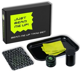 Rolling Tray Set - Large & Small Trays Kit with Storage Accessories - Black and Green Bundle by Gray Oval