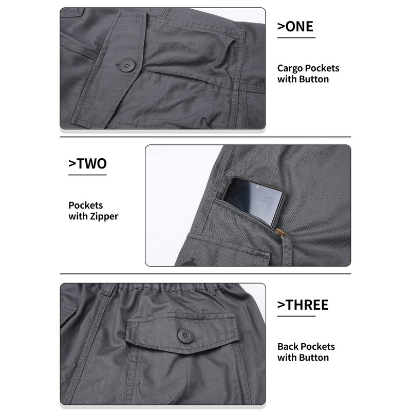 TACVASEN Men's Below Knee Work Shorts - Elastic Waist Long