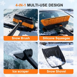 LOYALGLORY Extendable Snow Brush and Ice Scraper for Car Windshield - 45" Snow Brush for Car with 360° Rotating Head - Sturdy Snow Scraper and Ice Scraper for Sedans, SUVs, Trucks - Easy Storage