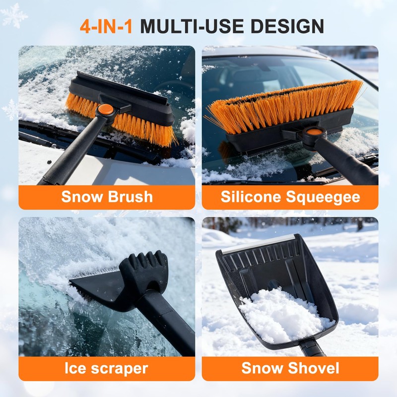 LOYALGLORY Extendable Snow Brush and Ice Scraper for Car Windshield