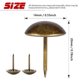 Hilitchi 200-Pieces 9/16'' (14mm) Antique Upholstery Nails Tacks Furniture Tacks Upholstery Tacks Thumb Tack Push Pins Assortment Kit (Bronze)