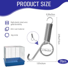 10 Pcs Spring Cage Latch Door Spring Hook Metal Finger Multi-Functional Pet Cages Door Spring Latch for Fixing Small Animal, Rabbit, Dog, Cat, Parrot, Guinea Pig, Squirrel, Pet Cage Door