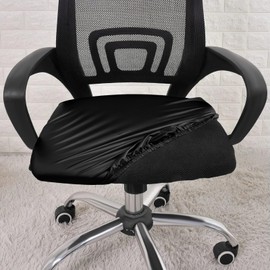 Foribyw 2x Office Chair Seat Covers Waterproof PU Leather Chair Cover Stretch Computer Chair Slipcovers 40x40cm Washable Oil-Proof Rotating Chair Seat Protector for 13.8-20.9inch Seat