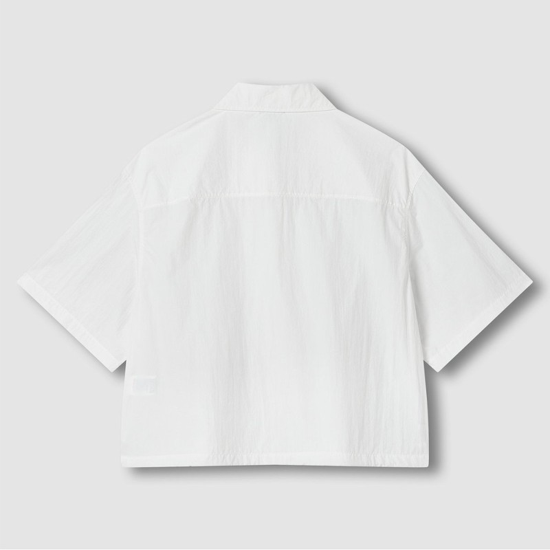JAJU [JAJU] Women's Crisp Short-Sleeve Shirt_White