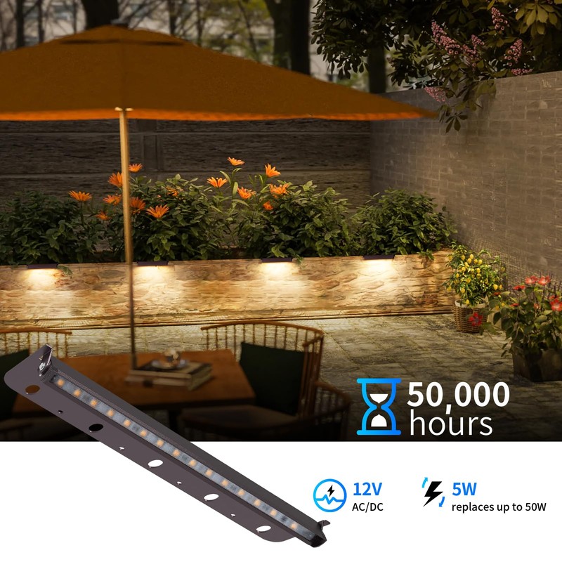 Kwinmyso 4-Packs 5W 12 Inch LED Hardscape Paver Lighting,12V AC/DC