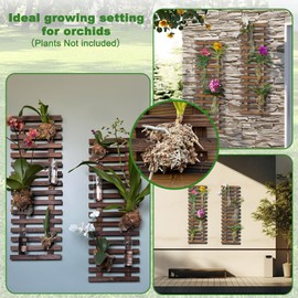 Mulctun 2 Pcs Wall Planters - 11.4"W x 35.43"H Wooden Wall Planters for Indoor Outdoor Plants,Hanging Wood Wall Trellis,Wall Mounted Plant Holder for Orchids,Succulent,Air Plants,Hanging Pots Display