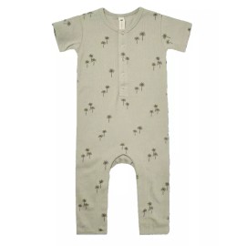 Quincy Mae Q by Quincy Mae Baby unisex Ribbed Palms Short Sleeve  Romper Size  3-6 Months