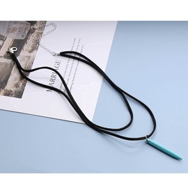 Yheakne Boho Turquoise Leather Choker Necklace Double Layer Black Velvet Suede Necklace Vintage Chain Necklace Jewellery for Women and Teen Girls (with Turquoise), Leather, Turquoise