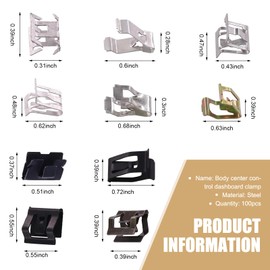 DACIRTY 100 PCS Car Dashboard Trim Clip, 10 Sizes Interior Trim Panel Fasteners Assortment Set, Metal Rust-proof Spring Clip with Storage Box, for Most Cars Repair Accessories (Multicolored)