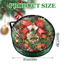 6 PCS Clear Wreath Storage Bag, 24x8 Inch Christmas Wreath Storage Container, PVC+PE Wreath Protector with Handle for Xmas Holiday Seasonal Wreath Garland (Green)