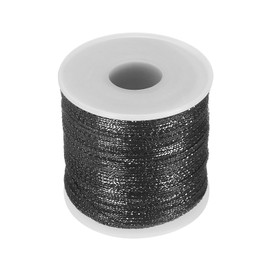 HARFINGTON Metallic Cord 3mm 109 Yards Metallic Ornament String Durable Tinsel Rope Thread for Crafts Gift Wrapping Christmas Decoration Hanging Tags Sewing Gift Decoration, Black